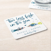 Zwei weniger Fische im Meer Hochzeitsplatz Papier Rechteckiger Pappuntersetzer (angewinkelt)