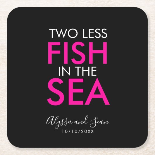 Zwei weniger Fische im Meer Hochzeitsplatz  Rechteckiger Pappuntersetzer (Vorderseite)