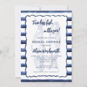 Zwei weniger Fische im nautischen Brautparty Einladung (Vorderseite)