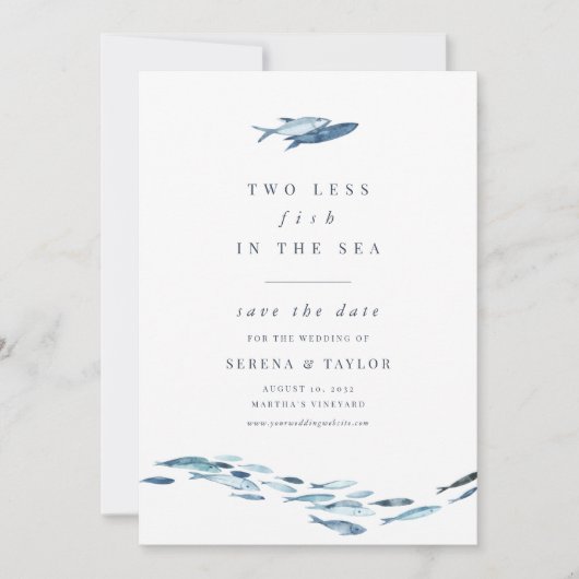 Zwei weniger Fische im nautischen Meer Save The Date (Vorderseite)