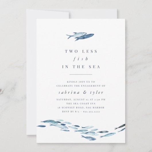 Zwei weniger Fische in der Sea Engagement Party Einladung (Vorderseite)
