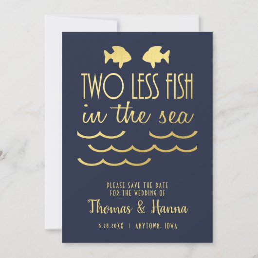 Zwei weniger Fische Save the Date im Meer (Vorderseite)