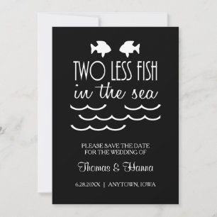 Zwei weniger Fische Save the Date im Meer