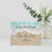 Zwei weniger Fische Save the Date im Meer Postkarte (Stehend Vorderseite)