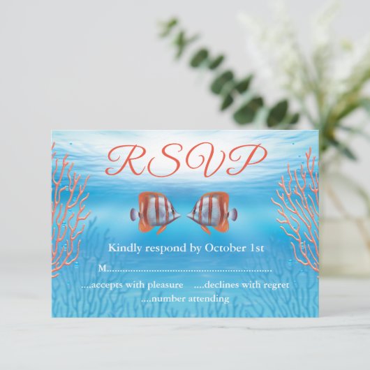 Zwei weniger Fische unter Wasser im UAWG RSVP Karte (Stehend Vorderseite)