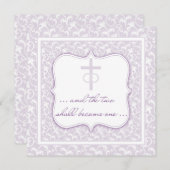 Zwei werden ein christlicher Hochzeits-Lavendel Einladung (Vorne/Hinten)