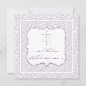 Zwei werden ein christlicher Hochzeits-Lavendel Einladung (Vorderseite)