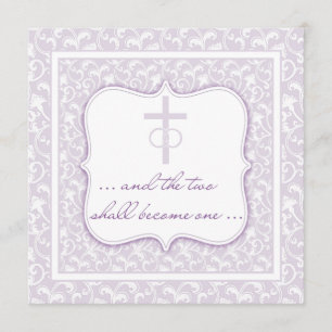 Zwei werden ein christlicher Hochzeits-Lavendel Einladung