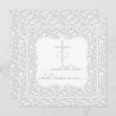 Zwei werden ein christliches Hochzeits-Silber Einladung (Vorne/Hinten)