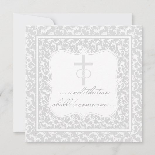 Zwei werden ein christliches Hochzeits-Silber Einladung (Vorderseite)