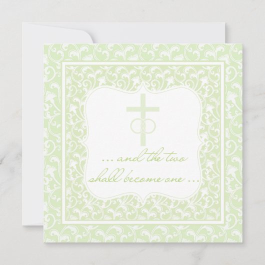 Zwei werden eine Christliche Hochzeit Grün Einladung (Vorderseite)