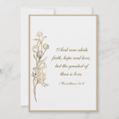 Zwei werden eine Gold Blume Christliche Hochzeit Einladung (Rückseite)