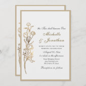 Zwei werden eine Gold Blume Christliche Hochzeit Einladung (Vorne/Hinten)