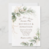 Zwei werden eine grüne Christliche Hochzeit Einladung (Vorderseite)