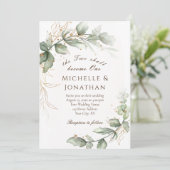 Zwei werden eine grüne Christliche Hochzeit Einladung (Stehend Vorderseite)