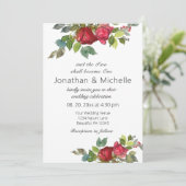 Zwei werden eine Rote Rose Christliche Hochzeit Einladung (Stehend Vorderseite)