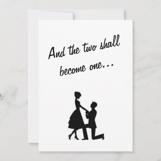 Zwei werden eine Schwarzweiss-Einladung Einladung (Vorderseite)