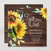 Zwei werden eine Sonnenblumen Holz Christliche Hoc Einladung (Vorne/Hinten)