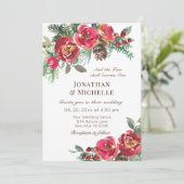 Zwei werden eine Winter-Rote Rose Christliche Hoch Einladung (Stehend Vorderseite)