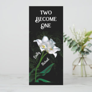 "ZWEI WERDEN EINS" —2 INTERTWINDENDE WEISSE TULIPS EINLADUNG