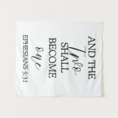 "Zwei werden eins" Hintergrund der Hochzeitsband Wandteppich (Vorderseite (Horizontal))