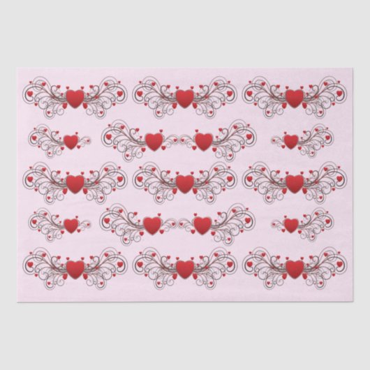 Zwei werden Eins Scroll-Herzen Rosa Seidenpapier (Vorderseite)