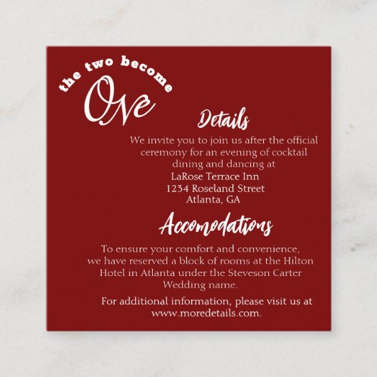 Zwei werden zu einem Burgund Begleitkarte (Vorderseite)