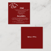 Zwei werden zu einem Burgund Begleitkarte (Vorne/Hinten)