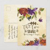 Zwei werden zu einem Hochzeitsgratulieren der Bibe Postkarte (Vorne/Hinten)