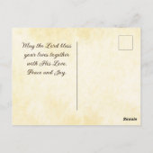 Zwei werden zu einem Hochzeitsgratulieren der Bibe Postkarte (Rückseite)