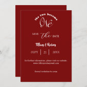 Zwei werden zu einem White Script Burgundy Rett-th Einladung (Vorne/Hinten)