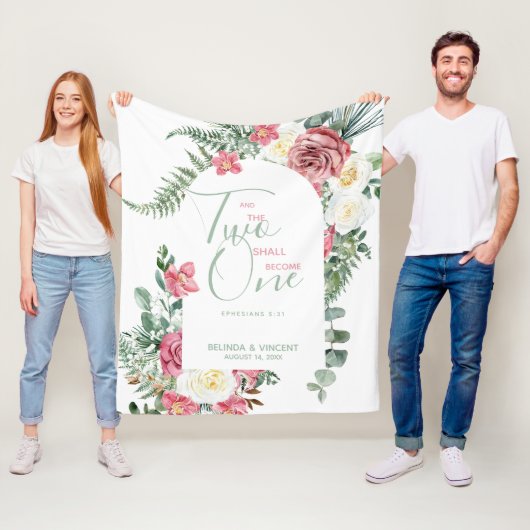 Zwei werden zu einer Bibelverse-Hochzeit Fleecedecke (Beispiel)