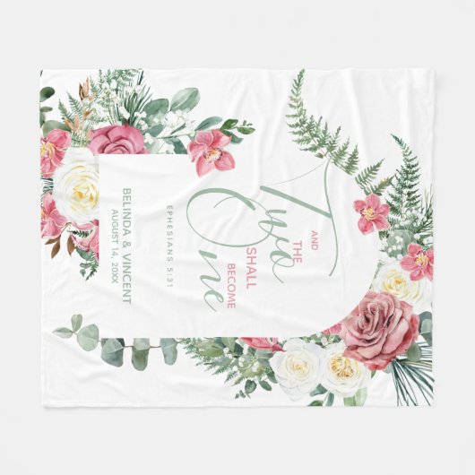 Zwei werden zu einer Bibelverse-Hochzeit Fleecedecke (Vorderseite (Horizontal))