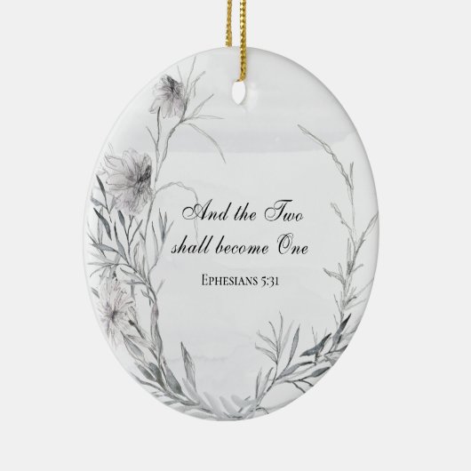 Zwei werden zu einer Bibelverse-Hochzeit Keramik Ornament (Rechts)