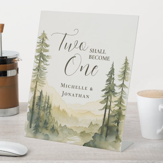 Zwei werden zu einer Christlichen Hochzeit mit ein Sockelschild (In Situ)