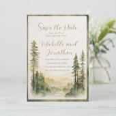 Zwei werden zu einer Christlichen Pinienbäume-Hoch Save The Date (Stehend Vorderseite)
