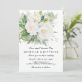 Zwei werden zu einer eleganten Hochzeit mit weißer Einladung (Stehend Vorderseite)