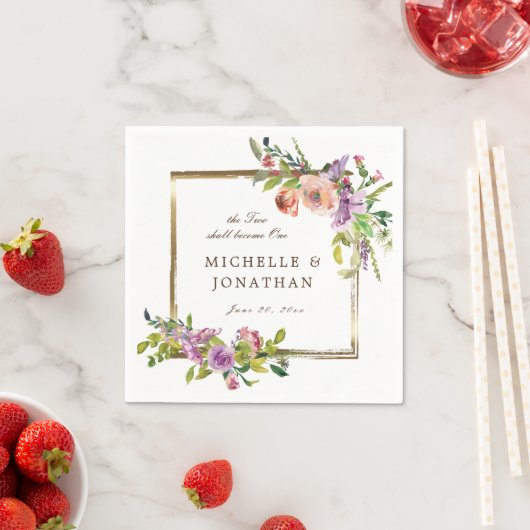 Zwei werden zu einer eleganten Rose Gold Frame Wed Serviette (Beispiel)