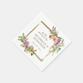 Zwei werden zu einer eleganten Rose Gold Frame Wed Serviette (Ecke)