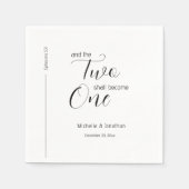 Zwei werden zu einer modernen, minimalen Hochzeit Serviette (Vorderseite)
