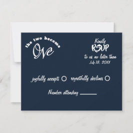 Zwei werden zu einer Navy Blue & White Wedding RSVP Karte