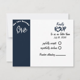 Zwei werden zu einer Navy Blue & White Wedding RSVP Karte