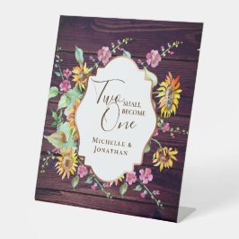 Zwei werden zu einer rosa, florale Christliche Hoc Sockelschild