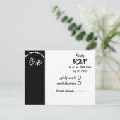 Zwei werden zu einer Schwarz-Weiß-Hochzeit RSVP Karte (Stehend Vorderseite)