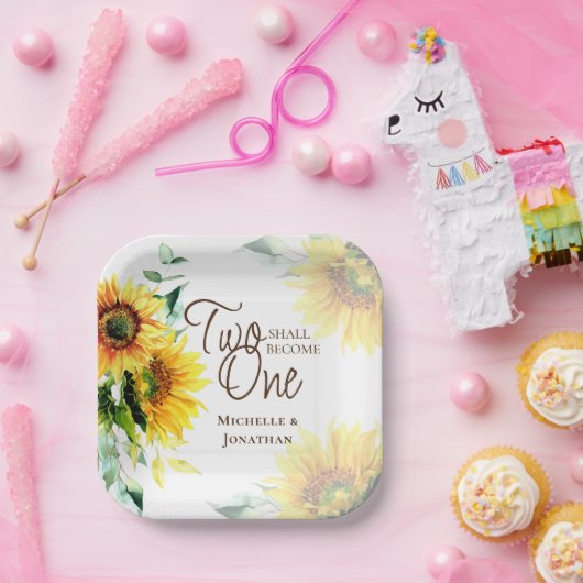 Zwei werden zu einer Sonnenblumen Christlichen Hoc Pappteller (Party)