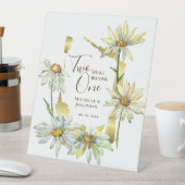 Zwei werden zu einer täglichen Goldrahmen-Hochzeit Sockelschild (In Situ)