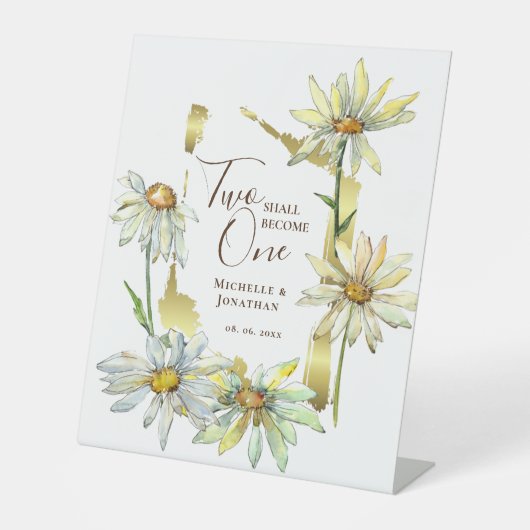 Zwei werden zu einer täglichen Goldrahmen-Hochzeit Sockelschild (Vorderseite)