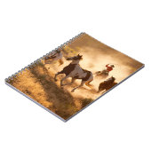 Zwei Western Cowboys reiten Pferde und springen wi Notizblock (Linke Seite)