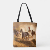 Zwei Western Cowboys reiten Pferde und springen wi Tasche (Rückseite)