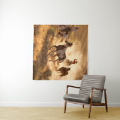 Zwei Western Cowboys reiten Pferde und springen wi Wandteppich (Beispiel (Horizontal))